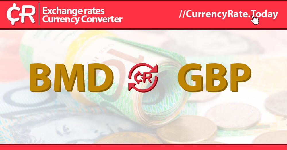 Dólar bermudense para Libra britânica 1 BMD/GBP Taxa de Câmbio